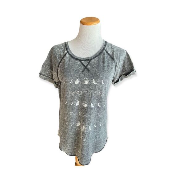 Womens Grayson Threads The Night is Young Moon Burnout Graphic Tee - Sz M - Picture 2 of 2